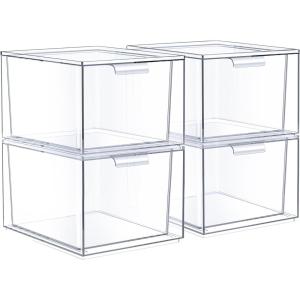 imageSorbus Stackable Acrylic Drawers  Clear Make Up Organizers for Vanity  2 Plastic Storage Bins for Room Decor Bathroom Organization and Storage Office Supplies Makeup Drawer Organizer Undersink4 Drawers
