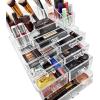 imageSorbus Acrylic Cosmetics Makeup and Jewelry Storage Case Display Sets  Interlocking Drawers to Create Your Own Specially Designed Makeup Counter  Stackable and Interchangeable ClearClear