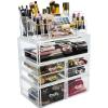 imageSorbus Acrylic Cosmetics Makeup and Jewelry Storage Case Display Sets  Interlocking Drawers to Create Your Own Specially Designed Makeup Counter  Stackable and Interchangeable ClearClear