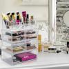 imageSorbus Acrylic Cosmetics Makeup and Jewelry Storage Case Display Sets  Interlocking Drawers to Create Your Own Specially Designed Makeup Counter  Stackable and Interchangeable ClearClear