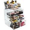 imageSorbus Acrylic Cosmetics Makeup and Jewelry Storage Case Display Sets  Interlocking Drawers to Create Your Own Specially Designed Makeup Counter  Stackable and Interchangeable ClearClear