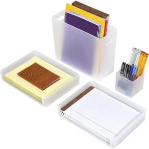 imageSorbus Desk Organizer Set for Office Supplies ampamp Home Accessories Paper File Organization Box Stackable Letter Tray File Pen Organizers Great for Desktop Workstation Classroom Plastic