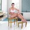 imageSorbus Bamboo Shower Bench and Foot Stool Set for Inside Shower  Wooden Bath Chair Waterproof Bathroom Seat with Storage Shelf  Stool Great for Bathroom Spa Sauna