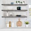 imageSorbus Floating Shelves for Wall  55 Inch ExtraLong Bathroom Shelves Wall Decor for Bedroom Kitchen Living Room Book Storage  Mounted Floating Shelf with Hidden Brackets White 2 PackGrey