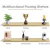 imageSorbus Floating Shelves for Wall  55 Inch ExtraLong Bathroom Shelves Wall Decor for Bedroom Kitchen Living Room Book Storage  Mounted Floating Shelf with Hidden Brackets White 2 PackMaple Wood