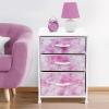 imageSorbus Nightstand Storage Organizer with 3 Drawers  Kids Girls Boys Bedroom Furniture Storage Chest for Clothes Closet Organization  Steel Frame Wood Top Fabric Bin Pastel Tiedye BluePinkTiedye Pink