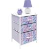 imageSorbus Nightstand Storage Organizer with 3 Drawers  Kids Girls Boys Bedroom Furniture Storage Chest for Clothes Closet Organization  Steel Frame Wood Top Fabric Bin Pastel Tiedye BluePinkTiedye Purple