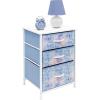 imageSorbus Nightstand Storage Organizer with 3 Drawers  Kids Girls Boys Bedroom Furniture Storage Chest for Clothes Closet Organization  Steel Frame Wood Top Fabric Bin Pastel Tiedye BluePinkTiedye Blue