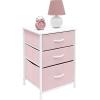 imageSorbus Nightstand Storage Organizer with 3 Drawers  Kids Girls Boys Bedroom Furniture Storage Chest for Clothes Closet Organization  Steel Frame Wood Top Fabric Bin Pastel Tiedye BluePinkPastel Pink
