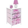 imageSorbus Nightstand Storage Organizer with 3 Drawers  Kids Girls Boys Bedroom Furniture Storage Chest for Clothes Closet Organization  Steel Frame Wood Top Fabric Bin Pastel Tiedye BluePinkTiedye Pink