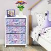 imageSorbus Nightstand Storage Organizer with 3 Drawers  Kids Girls Boys Bedroom Furniture Storage Chest for Clothes Closet Organization  Steel Frame Wood Top Fabric Bin Pastel Tiedye BluePinkTiedye Purple