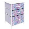 imageSorbus Nightstand Storage Organizer with 3 Drawers  Kids Girls Boys Bedroom Furniture Storage Chest for Clothes Closet Organization  Steel Frame Wood Top Fabric Bin Pastel Tiedye BluePinkTiedye Purple