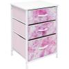 imageSorbus Nightstand Storage Organizer with 3 Drawers  Kids Girls Boys Bedroom Furniture Storage Chest for Clothes Closet Organization  Steel Frame Wood Top Fabric Bin Pastel Tiedye BluePinkTiedye Pink