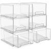 imageSorbus Small Wide Clear Stackable Storage Drawers  6Pack Plastic Organizer Bins with Handles  Stackable PullOut Storage Drawers for Closet Pantry Office Bathroom Craft and Toy Organization