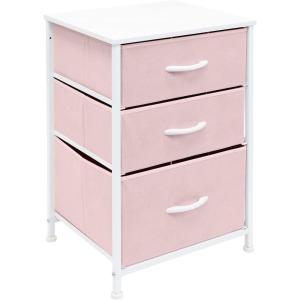 imageSorbus Nightstand Storage Organizer with 3 Drawers  Kids Girls Boys Bedroom Furniture Storage Chest for Clothes Closet Organization  Steel Frame Wood Top Fabric Bin Pastel Tiedye BluePinkPastel Pink