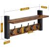 imageSorbus Coat Hooks Wall Mount with Shelf  24 Inch Coat Rack Wall Mount with 5 Heavy Duty Hooks  Floating Wall Shelf with Hooks for Entryway Bathroom Bedroom Kitchen or Mudroom BlackRustic Brown