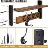 imageSorbus Coat Hooks Wall Mount with Shelf  24 Inch Coat Rack Wall Mount with 5 Heavy Duty Hooks  Floating Wall Shelf with Hooks for Entryway Bathroom Bedroom Kitchen or Mudroom BlackRustic Brown