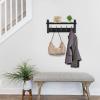 imageSorbus Coat Hooks Wall Mount with Shelf  24 Inch Coat Rack Wall Mount with 5 Heavy Duty Hooks  Floating Wall Shelf with Hooks for Entryway Bathroom Bedroom Kitchen or Mudroom BlackBlack