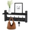 imageSorbus Coat Hooks Wall Mount with Shelf  24 Inch Coat Rack Wall Mount with 5 Heavy Duty Hooks  Floating Wall Shelf with Hooks for Entryway Bathroom Bedroom Kitchen or Mudroom BlackBlack