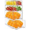 imageSorbus Fridge Drawers  Clear Stackable Pull Out Refrigerator Organizer Bins  Food Storage Containers for Kitchen Freezer Vanity ampamp Fridge 6 Pack  1 Large 2 Small Stackable Drawer Bins
