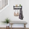 imageSorbus Coat Hooks Wall Mount with Shelf  16 Inch Coat Rack Wall Mount with 5 Heavy Duty Hooks  Floating Wall Shelf with Hooks for Entryway Bathroom Bedroom Kitchen or Mudroom BlackBlack