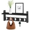 imageSorbus Coat Hooks Wall Mount with Shelf  16 Inch Coat Rack Wall Mount with 5 Heavy Duty Hooks  Floating Wall Shelf with Hooks for Entryway Bathroom Bedroom Kitchen or Mudroom BlackBlack