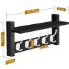 imageSorbus Coat Hooks Wall Mount with Shelf  16 Inch Coat Rack Wall Mount with 5 Heavy Duty Hooks  Floating Wall Shelf with Hooks for Entryway Bathroom Bedroom Kitchen or Mudroom BlackBlack