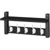 imageSorbus Coat Hooks Wall Mount with Shelf  16 Inch Coat Rack Wall Mount with 5 Heavy Duty Hooks  Floating Wall Shelf with Hooks for Entryway Bathroom Bedroom Kitchen or Mudroom BlackBlack