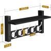 imageSorbus Coat Hooks Wall Mount with Shelf  16 Inch Coat Rack Wall Mount with 5 Heavy Duty Hooks  Floating Wall Shelf with Hooks for Entryway Bathroom Bedroom Kitchen or Mudroom BlackBlack