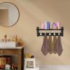 imageSorbus Coat Hooks Wall Mount with Shelf  16 Inch Coat Rack Wall Mount with 5 Heavy Duty Hooks  Floating Wall Shelf with Hooks for Entryway Bathroom Bedroom Kitchen or Mudroom BlackBlack