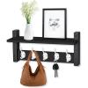 imageSorbus Coat Hooks Wall Mount with Shelf  16 Inch Coat Rack Wall Mount with 5 Heavy Duty Hooks  Floating Wall Shelf with Hooks for Entryway Bathroom Bedroom Kitchen or Mudroom BlackBlack