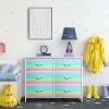 imageSorbus Dresser with 6 Drawers  Furniture Storage Tower Unit for Bedroom Hallway Closet Office Organization  Steel Frame Wood Top Easy Pull Fabric Bins 6Drawer Rainbow