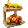 imageSorbus Bamboo Fruit Vegetable Basket Kitchen Counter Stand 2 Tier Rack Home Storage Tiered Bowl Display Tray Holder for Bread Fruit Vegetables ampamp Snacks
