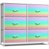imageSorbus Dresser with 6 Drawers  Furniture Storage Tower Unit for Bedroom Hallway Closet Office Organization  Steel Frame Wood Top Easy Pull Fabric Bins 6Drawer Rainbow