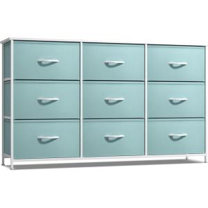 imageSorbus Kids Dresser with 9 Drawers  Storage Unit Organizer Chest for Clothes  Bedroom Kids Room Nursery ampamp ClosetAqua