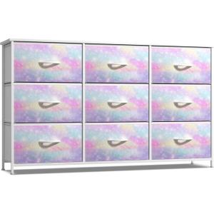 imageSorbus Kids Dresser with 9 Drawers  Storage Unit Organizer Chest for Clothes  Bedroom Kids Room Nursery ampamp ClosetRainbow Sparkle