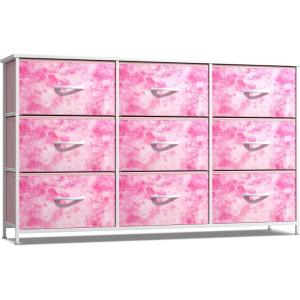 imageSorbus Kids Dresser with 9 Drawers  Storage Unit Organizer Chest for Clothes  Bedroom Kids Room Nursery ampamp ClosetTie Dye Pink