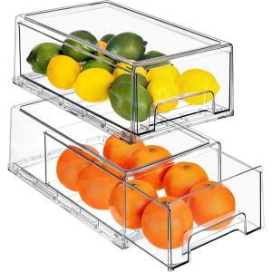 imageSorbus Medium Clear Storage Drawers 6 Pack  Stackable Organizer Drawers for Fridge Pantry Kitchen  PullOut Storage Bins with Handles Slide Out Acrylic Drawers2 Pack