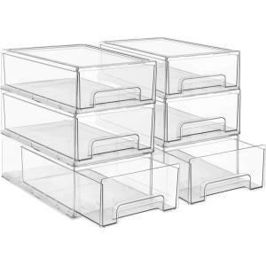 imageSorbus Medium Clear Storage Drawers 6 Pack  Stackable Organizer Drawers for Fridge Pantry Kitchen  PullOut Storage Bins with Handles Slide Out Acrylic Drawers6 Pack