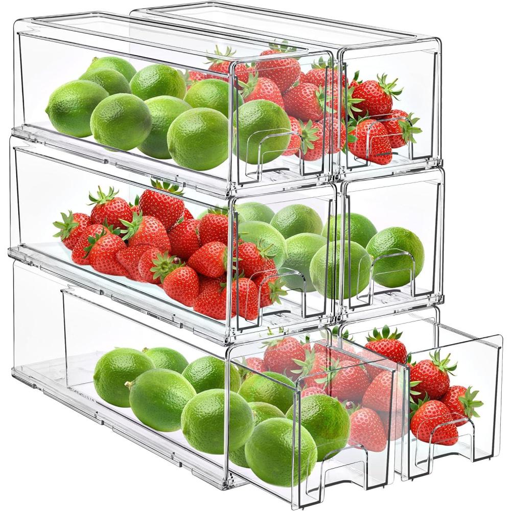 imageSorbus Small Clear Storage Drawers 6 Pack  Stackable Organizer Bins with PullOut Drawers for Kitchen Pantry or Fridge  Acrylic Storage Bins with Handles6 Pack
