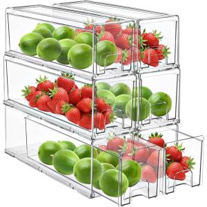 imageSorbus Small Clear Storage Drawers 6 Pack  Stackable Organizer Bins with PullOut Drawers for Kitchen Pantry or Fridge  Acrylic Storage Bins with Handles6 Pack