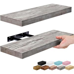 image:imageSorbus Floating Shelves for Wall  16 Inch Floating Shelf for Kitchen Bedroom Living Room Bathroom Home amp Wall Decor  Mounted Bathroom Shelves with Invisible Brackets Breezy Blue 4 PackGrey