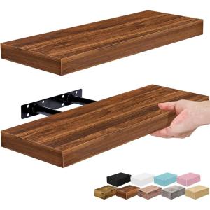 image:imageSorbus Floating Shelves for Wall  16 Inch Floating Shelf for Kitchen Bedroom Living Room Bathroom Home amp Wall Decor  Mounted Bathroom Shelves with Invisible Brackets Breezy Blue 4 PackWalnut
