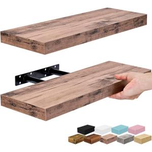 image:imageSorbus Floating Shelves for Wall  16 Inch Floating Shelf for Kitchen Bedroom Living Room Bathroom Home amp Wall Decor  Mounted Bathroom Shelves with Invisible Brackets Breezy Blue 4 PackMahogany