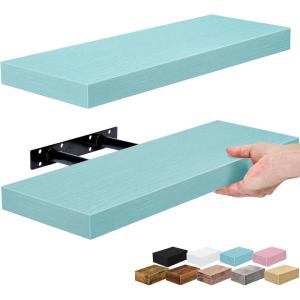 image:imageSorbus Floating Shelves for Wall  16 Inch Floating Shelf for Kitchen Bedroom Living Room Bathroom Home amp Wall Decor  Mounted Bathroom Shelves with Invisible Brackets Breezy Blue 4 PackBreezy Blue
