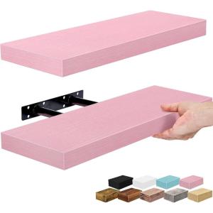 image:imageSorbus Floating Shelves for Wall  16 Inch Floating Shelf for Kitchen Bedroom Living Room Bathroom Home amp Wall Decor  Mounted Bathroom Shelves with Invisible Brackets Breezy Blue 4 PackSoft Pink