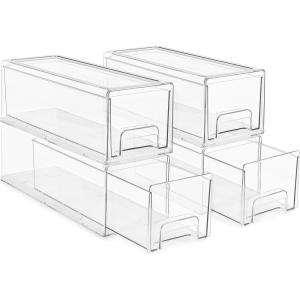 image:imageSorbus Small Wide Clear Storage Drawers 6 Pack  Stackable Storage Drawers for Pantry Fridge or Cabinet  Slide Out Clear Bins with Handles for Organizing4 Pack