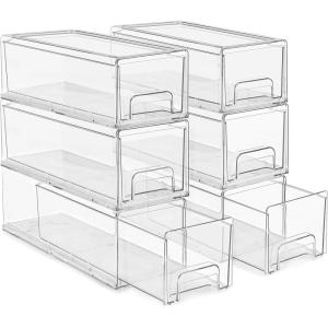 image:imageSorbus Small Wide Clear Storage Drawers 6 Pack  Stackable Storage Drawers for Pantry Fridge or Cabinet  Slide Out Clear Bins with Handles for Organizing6 Pack