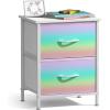 image:imageSorbus Nightstand with 2 Drawers  Kids Bedside Furniture End Table Night Stand  Steel Frame Wood Top amp Easy Pull Fabric Bins  Dresser amp Chest for Home Bedroom Accessories Office amp College DormColorful