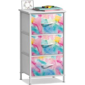 image:imageSorbus Nightstand with 2 Drawers  Kids Bedside Furniture End Table Night Stand  Steel Frame Wood Top amp Easy Pull Fabric Bins  Dresser amp Chest for Home Bedroom Accessories Office amp College DormRainbow Sparkle
